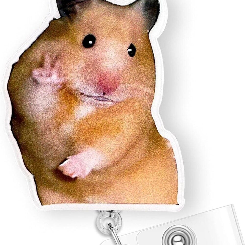 Funny Hamster Badge Reel Retractable for Nurse Nursing RN CNA LPN Medical Worker